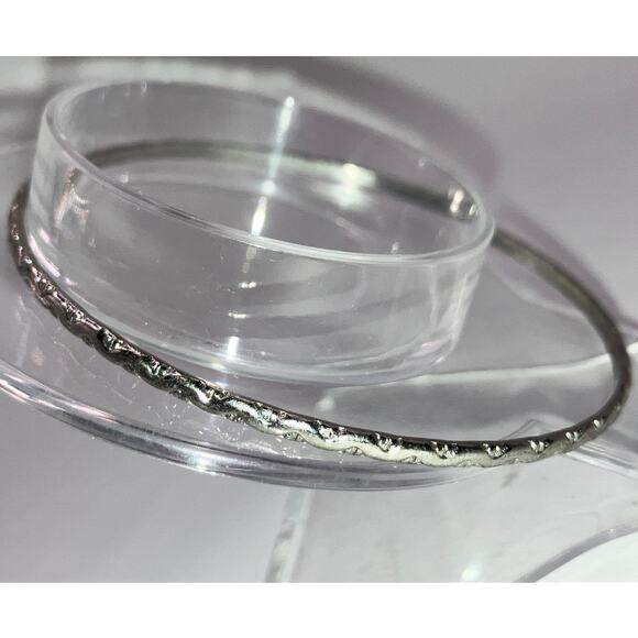 Thin Silver-Tone Raised Textured Pattern 2.75" Bangle! - Picture 4 of 5